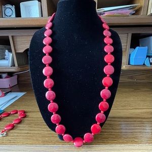 Red dyed howlite beaded 32” necklace